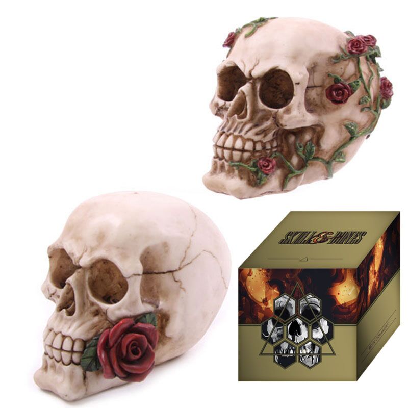 Cargue la imagen en el visor de la galería, Schedel met rozen woonaccessoire