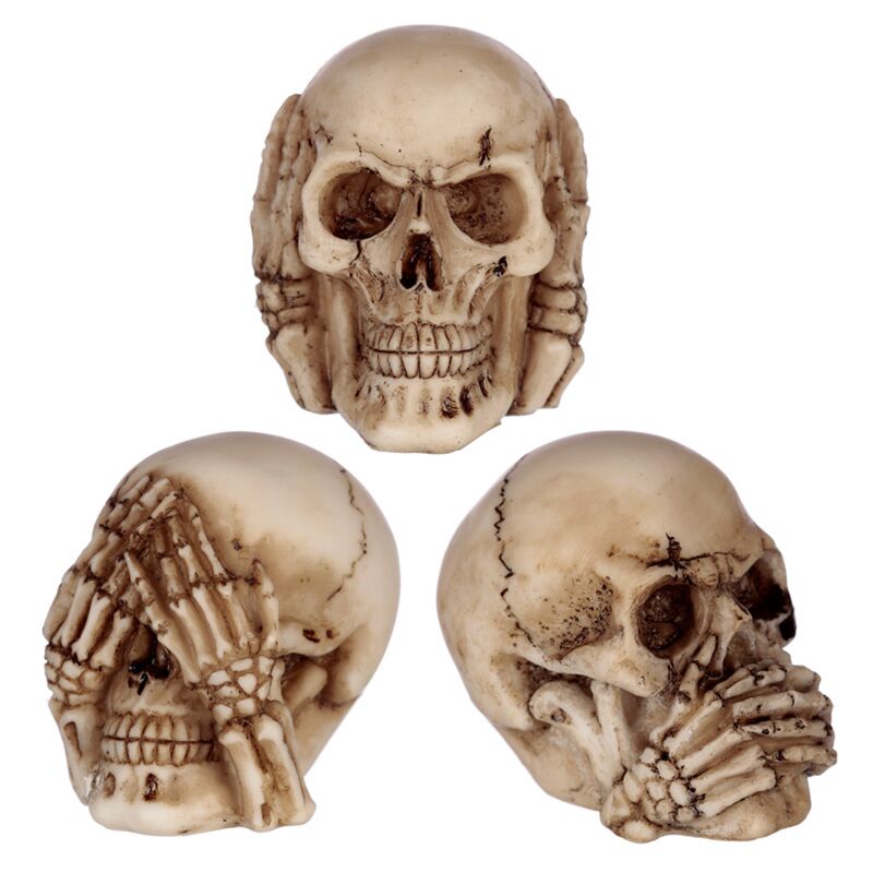 Cargue la imagen en el visor de la galería, Set van 3 horen zien zwijgen schedels small woonaccessoire