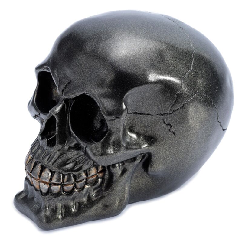 Cargue la imagen en el visor de la galería, Metallic zwarte schedel woonaccessoire