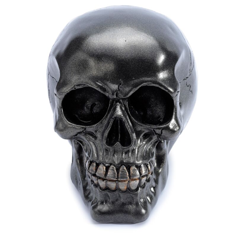 Cargue la imagen en el visor de la galería, Metallic zwarte schedel woonaccessoire