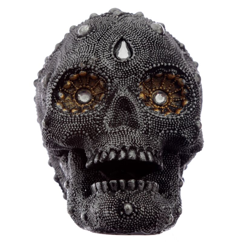 Laden Sie das Bild in Galerie -Viewer, Zilverkleurige kralen schedel medium woonaccessoire