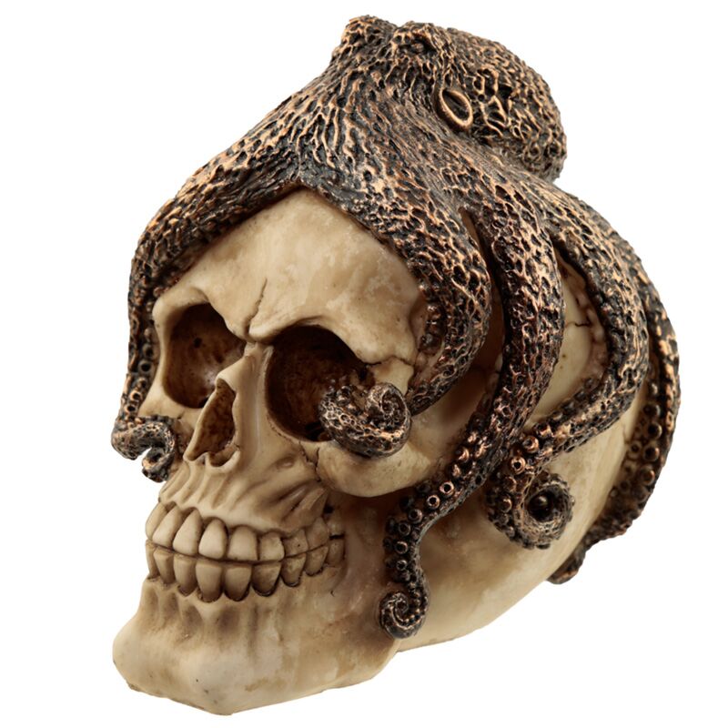 Chargez l'image dans la visionneuse de la galerie, Bronskleurige octopus schedel woonaccessoire