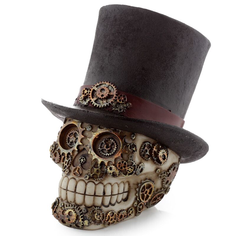 ギャラリービューアに画像をロードする, Steam punk stijl schedel met hoge hoed woonaccessoire