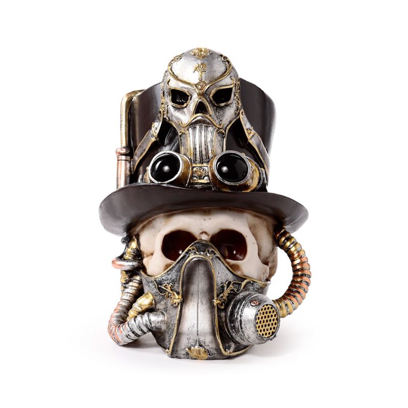 ギャラリービューアに画像をロードする, Steampunk schedel met gasmasker hoge hoed