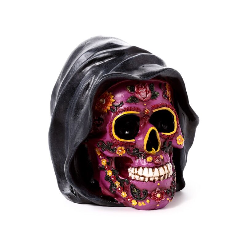 ギャラリービューアに画像をロードする, Day of the dead paarse schedel met kap