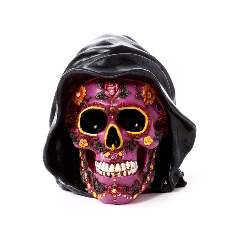 ギャラリービューアに画像をロードする, Day of the dead paarse schedel met kap