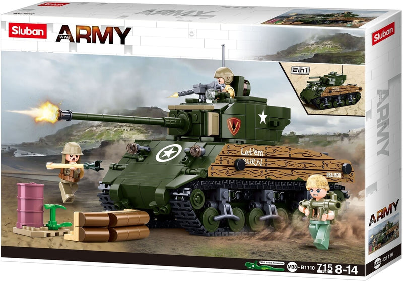 Load image into Gallery viewer, Sluban army m4a3 (76w) middel tank (m38-b1110)