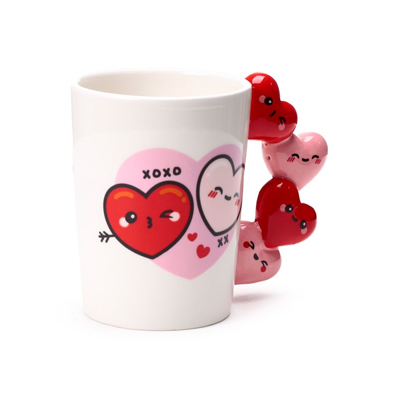 Cargue la imagen en el visor de la galería, J'adoramals heart xoxo gevormd handvat keramiek mok