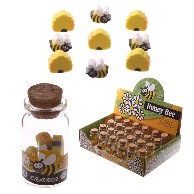 ギャラリービューアに画像をロードする, Honingbij gummen in mini pot met kurk deksel