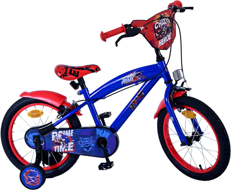 Load image into Gallery viewer, Sonic prime kinderfiets - jongens - 16 inch - blauw rood - twee handremmen