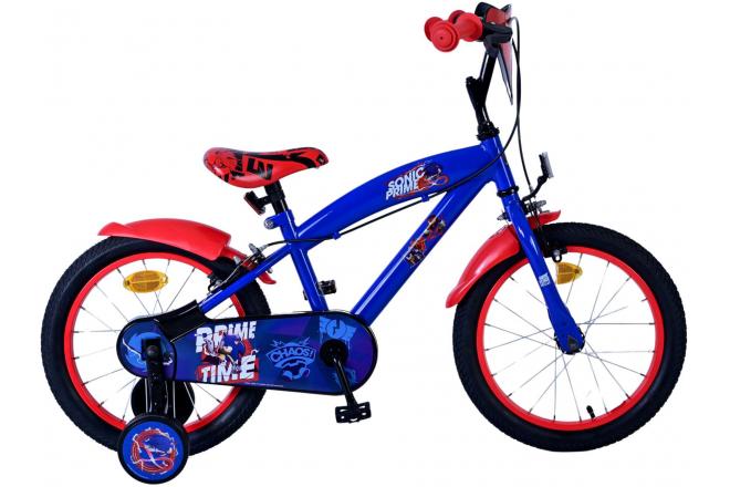 Load image into Gallery viewer, Sonic prime kinderfiets - jongens - 16 inch - blauw rood - twee handremmen