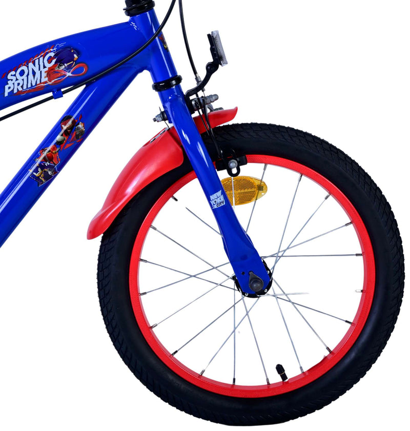 Load image into Gallery viewer, Sonic prime kinderfiets - jongens - 16 inch - blauw rood - twee handremmen