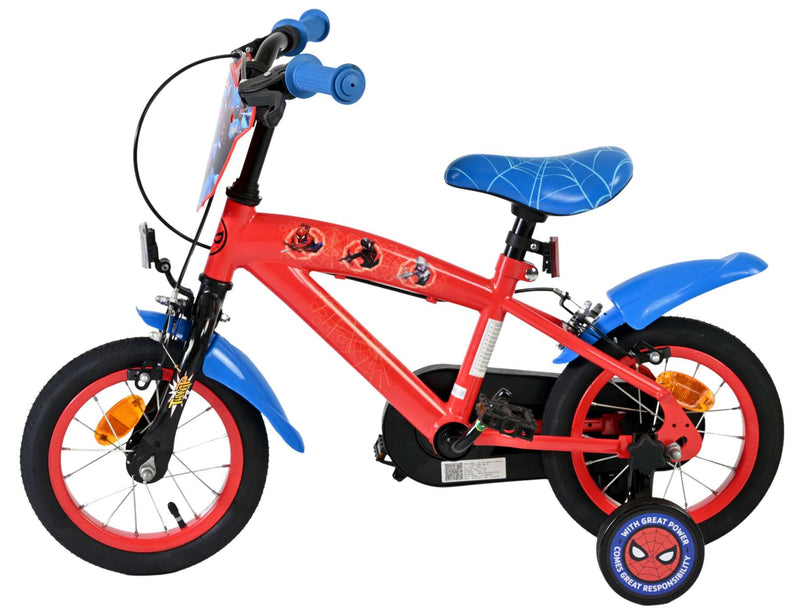 Load image into Gallery viewer, Spiderman spider-man kinderfiets - jongens - 12 inch - blauw rood - twee handremmen