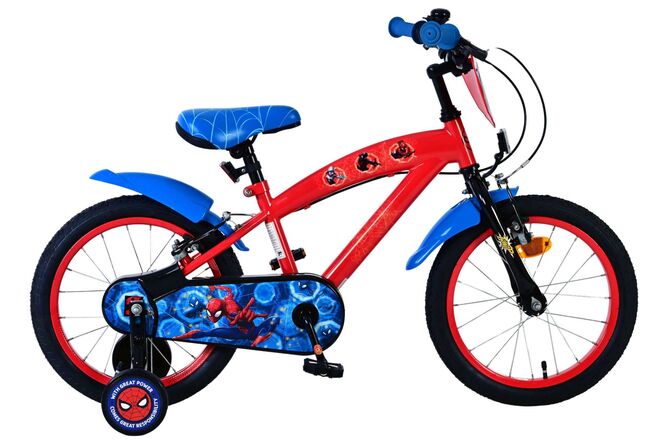 Load image into Gallery viewer, Spiderman spider-man kinderfiets - jongens - 16 inch - blauw rood - twee handremmen