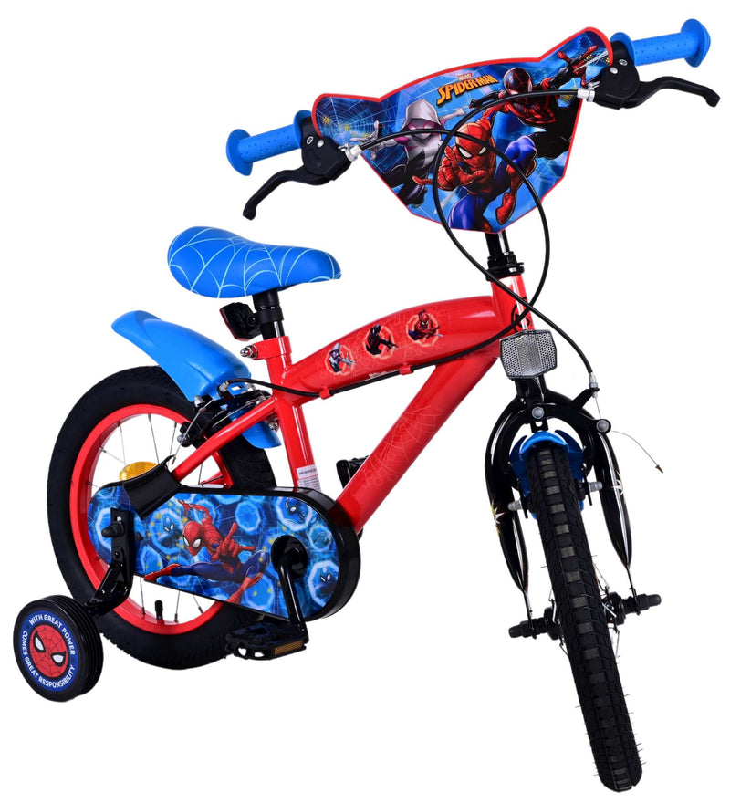 Load image into Gallery viewer, Spiderman ultimate spider-man kinderfiets - jongens - 14 inch - blauw rood - twee handremmen