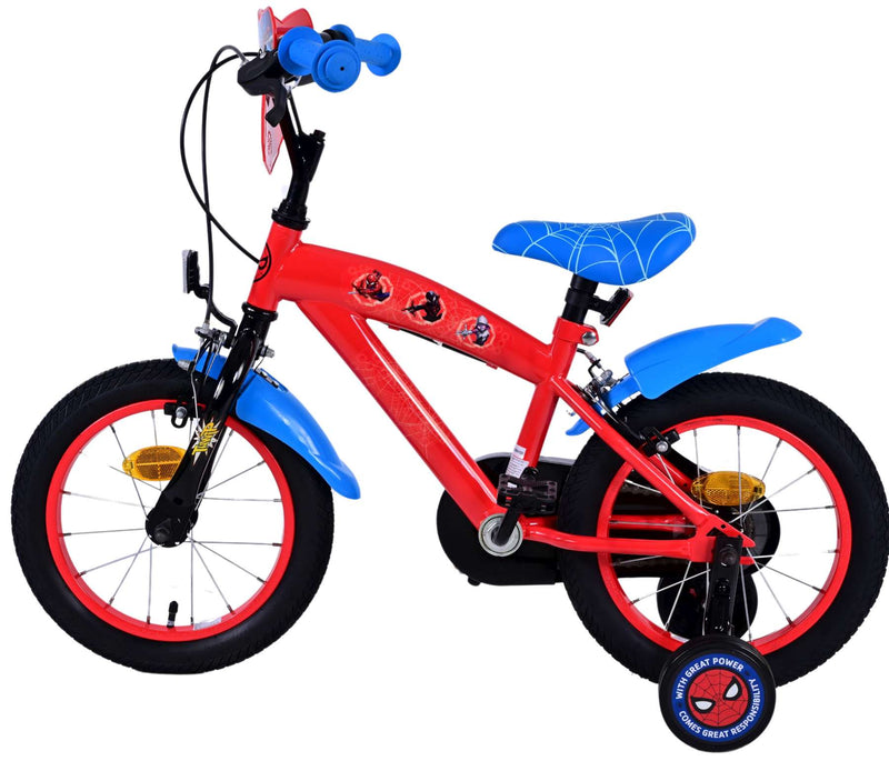 Load image into Gallery viewer, Spiderman ultimate spider-man kinderfiets - jongens - 14 inch - blauw rood - twee handremmen