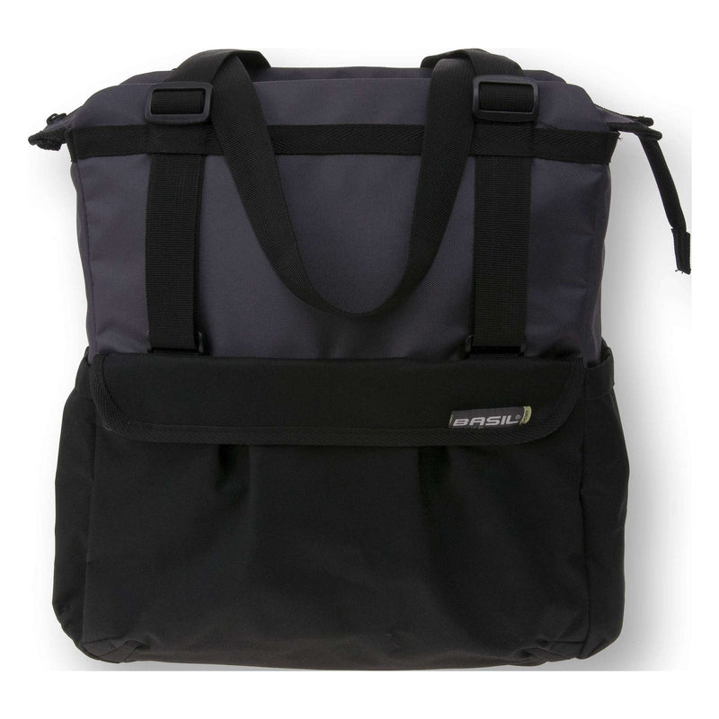 Afbeelding laden in galerijviewer, Basil Shopper XL - sportieve en trendy fietstas voor boodschappen en strand, zwart antraciet, 20L