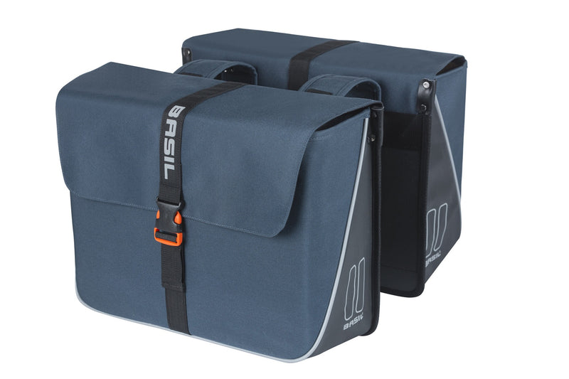 Load image into Gallery viewer, Basil Forte dubbele fietstas, waterafstotend, navy blauw zwart, 35L