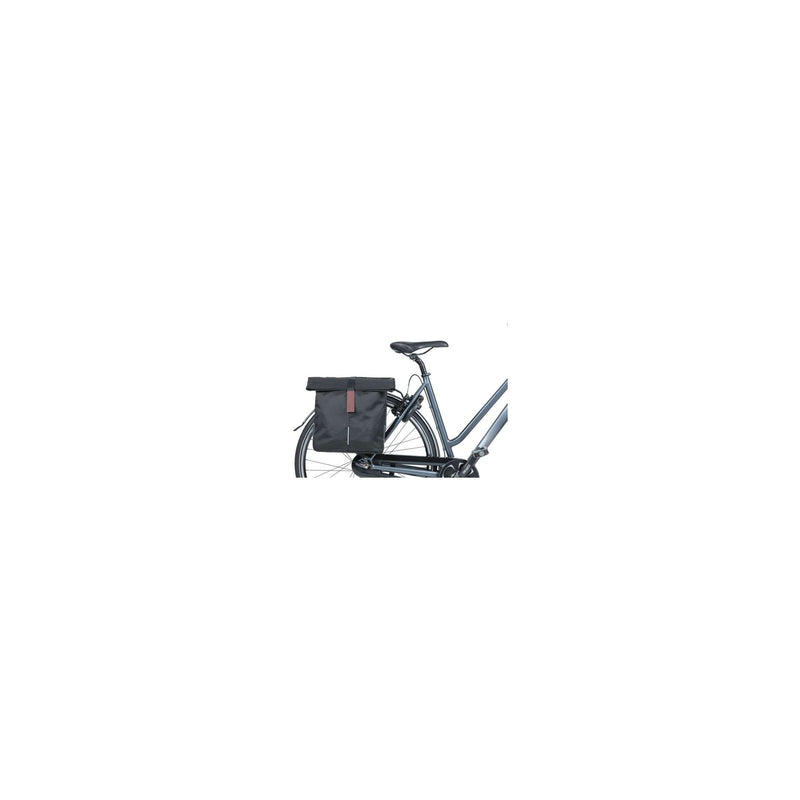 Chargez l'image dans la visionneuse de la galerie, Basil City dubbele fietstas - waterafstotend polyester - zwart - Universal Bridge systeem - 28-32L