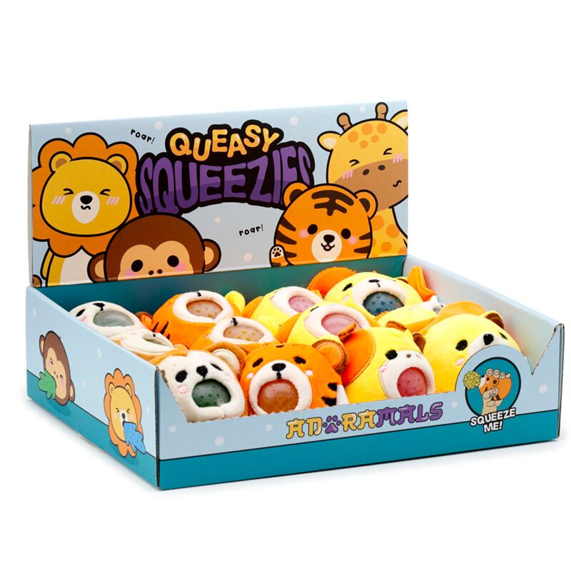 Chargez l'image dans la visionneuse de la galerie, Queasy squeezies adoramals leeuw giraffe aap en tijger pluche speelgoed