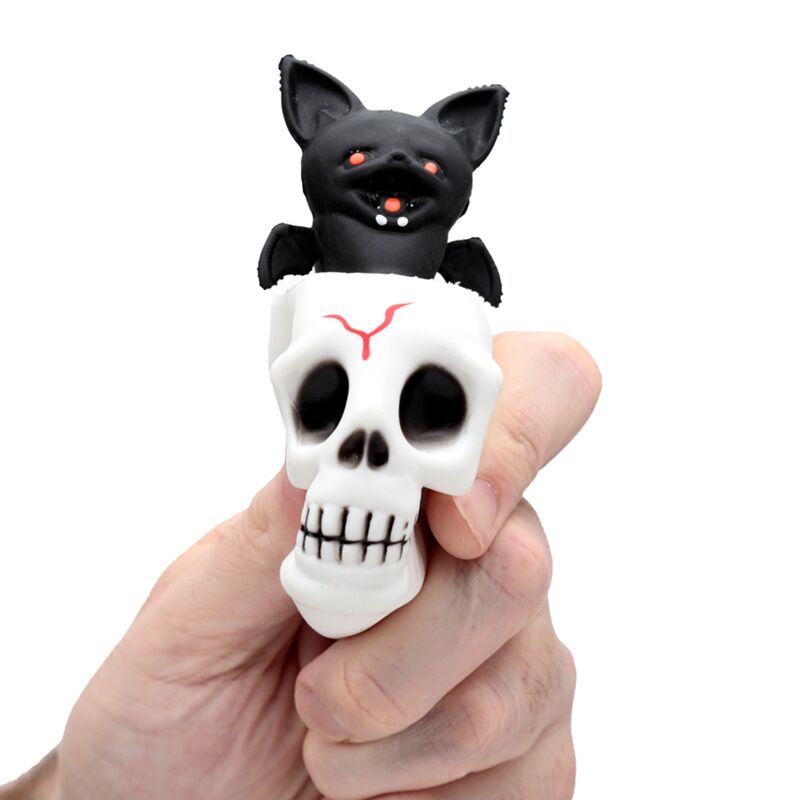 Cargue la imagen en el visor de la galería, Schedel vleermuis pop out knijpbaar speelgoed