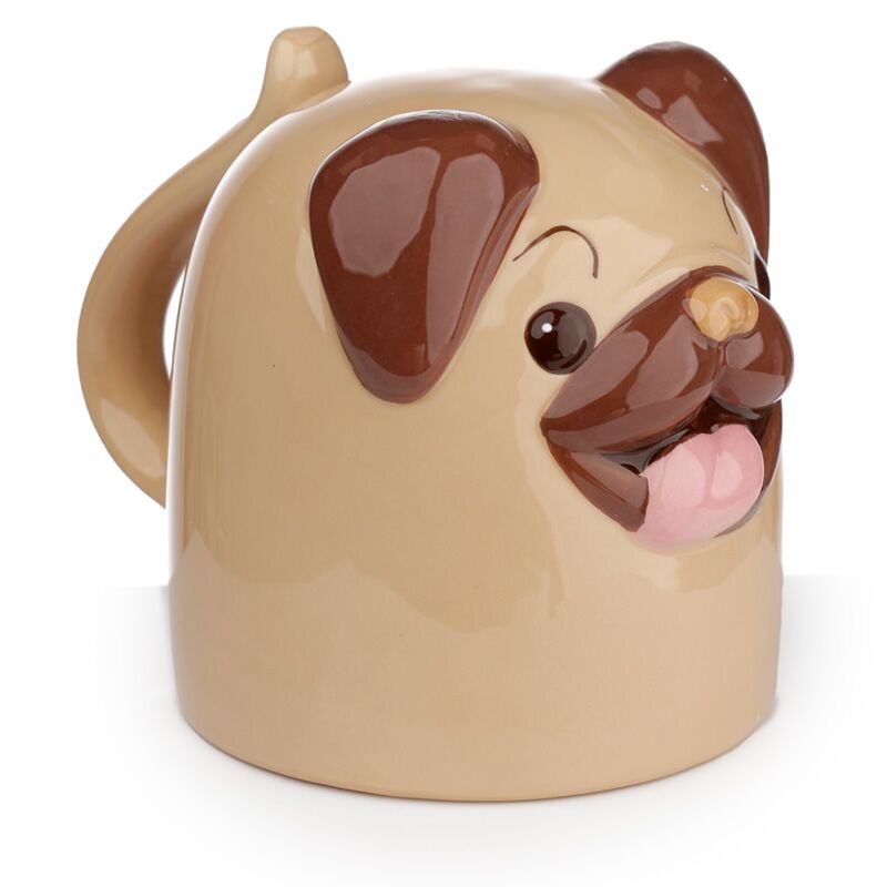 ギャラリービューアに画像をロードする, Mopshond ondersteboven keramiek mok