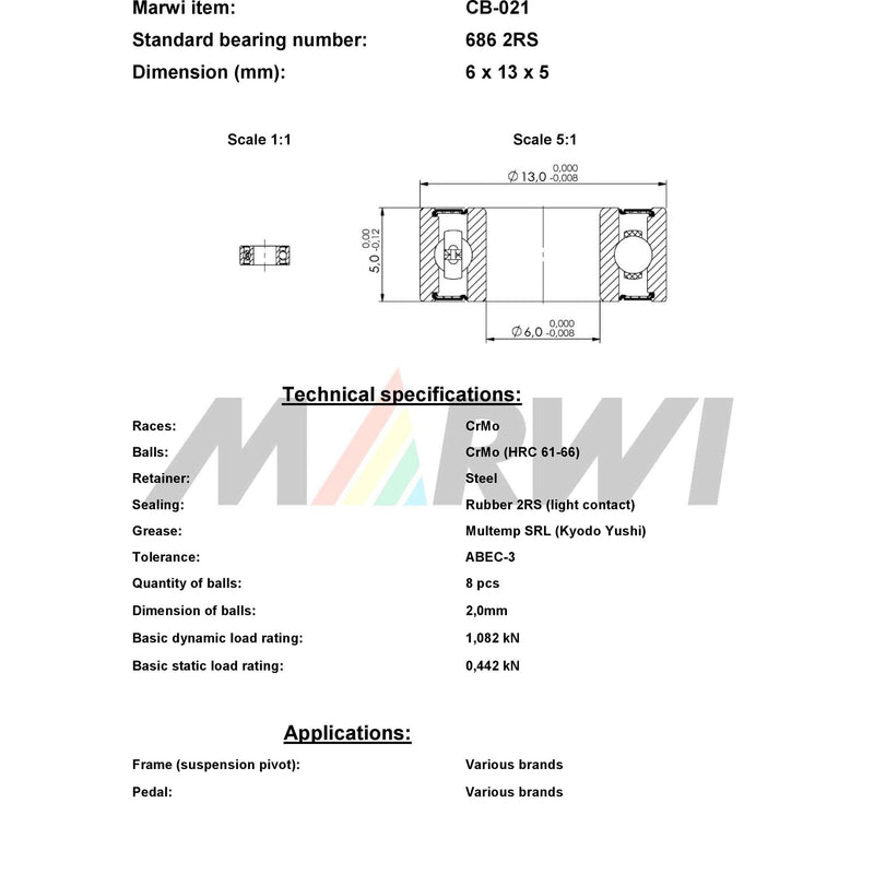 Load image into Gallery viewer, Union kugellager ball bearing cb-021 6x13x5