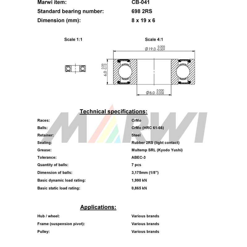 Load image into Gallery viewer, Union kugellager ball bearing cb-041 8x19x6