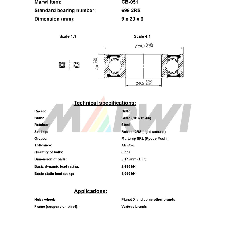 Load image into Gallery viewer, Union kogellager ball bearing cb-051 9x20x6