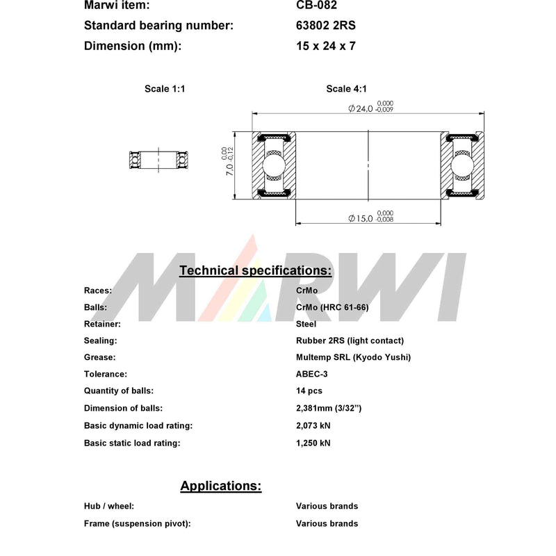 Load image into Gallery viewer, Union kugellager ball bearing cb-082 15x24x7