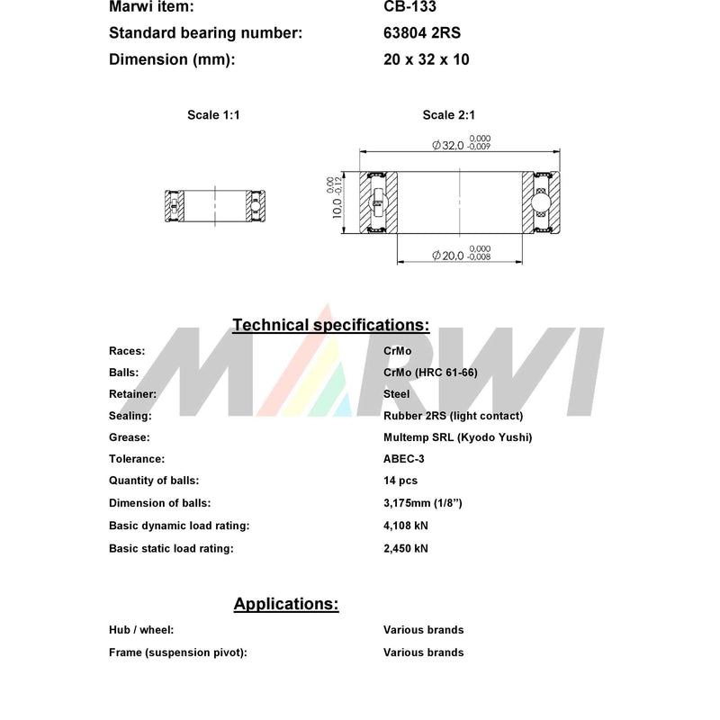 Load image into Gallery viewer, Union kogellager ball bearing cb-133 20x32x10