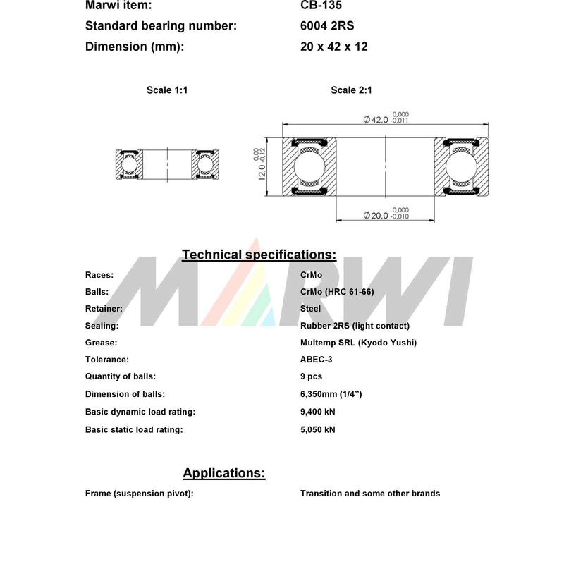 Load image into Gallery viewer, Union kugellager ball bearing cb-135 20x42x12