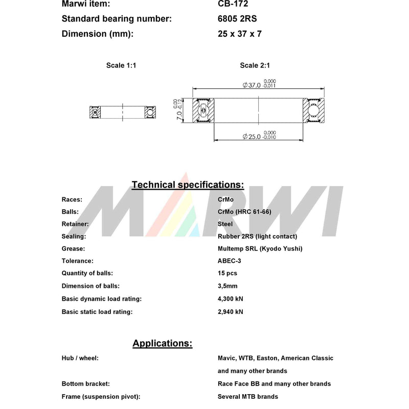 Load image into Gallery viewer, Marwi union kogellager ball bearing union cb-172 25x37x7