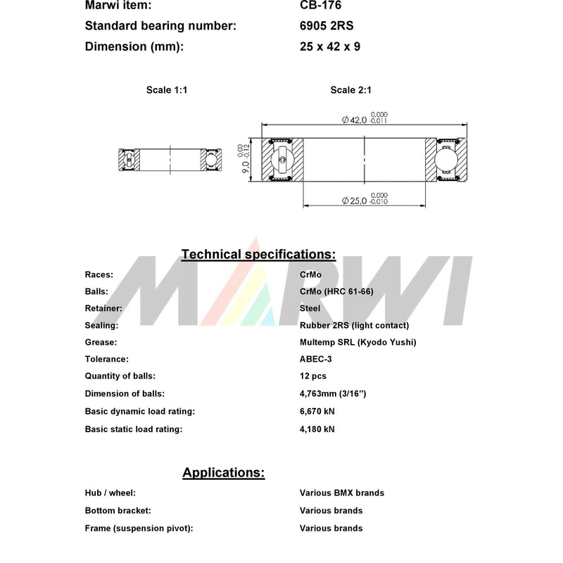 Load image into Gallery viewer, Union kugellager ball bearing cb-176 25x42x9