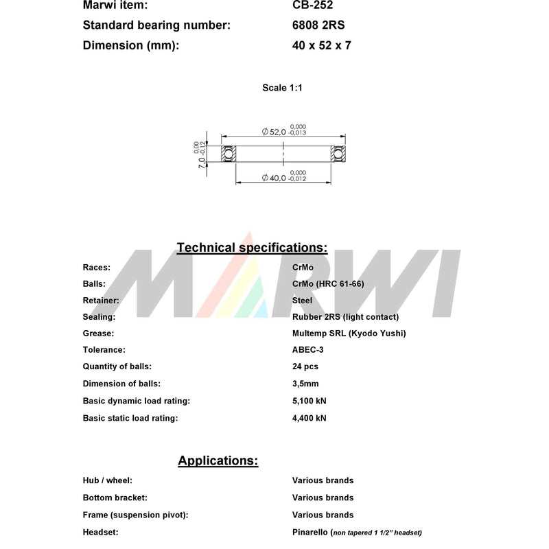 Load image into Gallery viewer, Union kugellager ball bearing cb-252 40x52x7