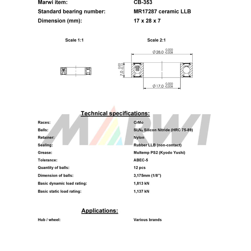 Load image into Gallery viewer, Union kogellager ball bearing cb-353 17x28x7