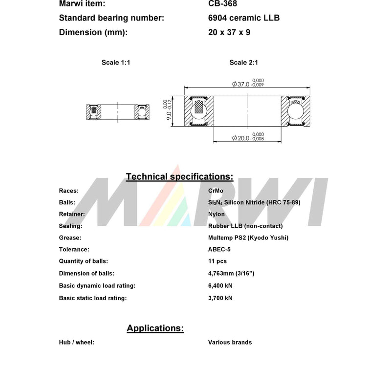 Load image into Gallery viewer, Union kugellager ball bearing cb-368 20x37x9