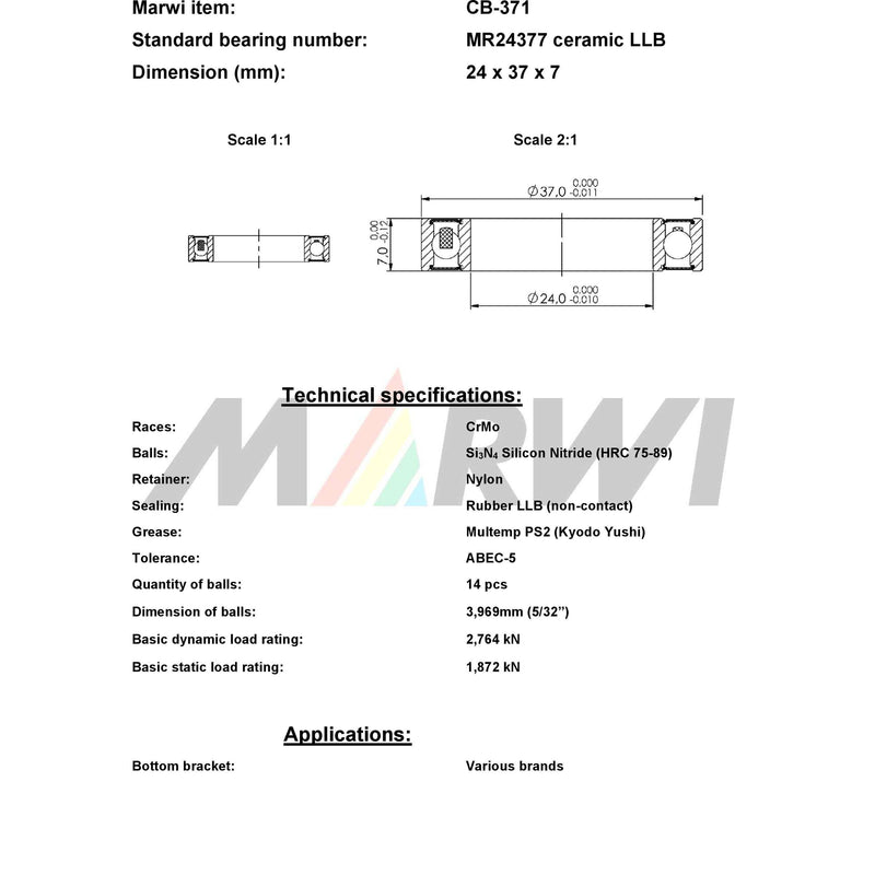 Load image into Gallery viewer, Union kugellager ball bearing cb-371 24x37x7