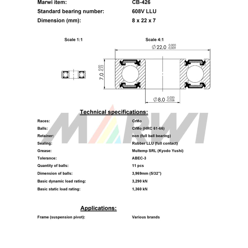 Load image into Gallery viewer, Union kogellager ball bearing cb-426 8x22x7