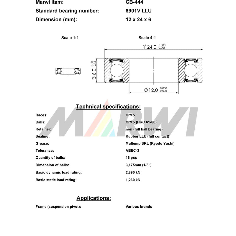 Load image into Gallery viewer, Union kogellager ball bearing cb-444 12x24x6