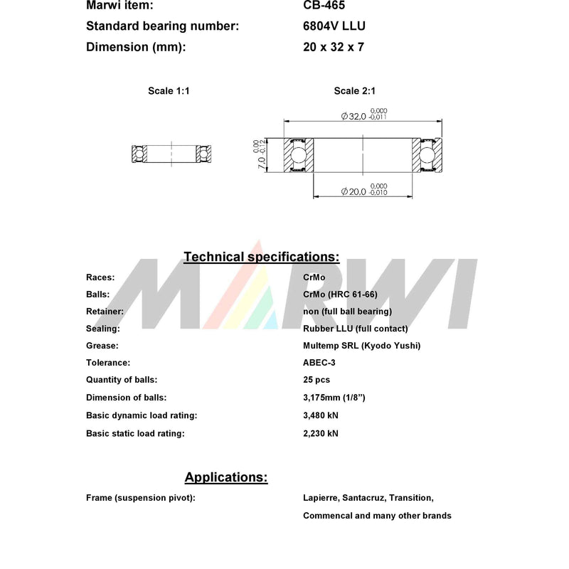 Load image into Gallery viewer, Union kogellager ball bearing cb-465 20x32x7
