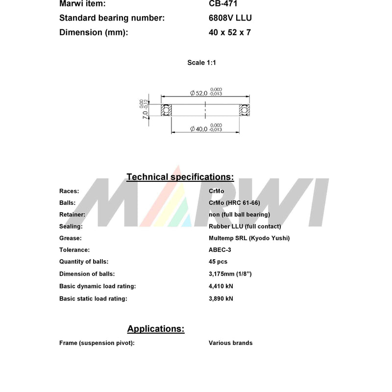 Load image into Gallery viewer, Union kugellager ball bearing cb-471 40x52x7