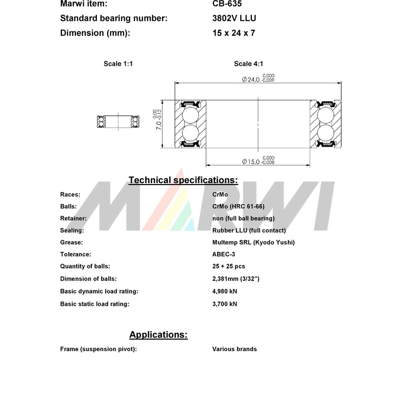 Load image into Gallery viewer, Union kogellager ball bearing cb-635 15x24x7