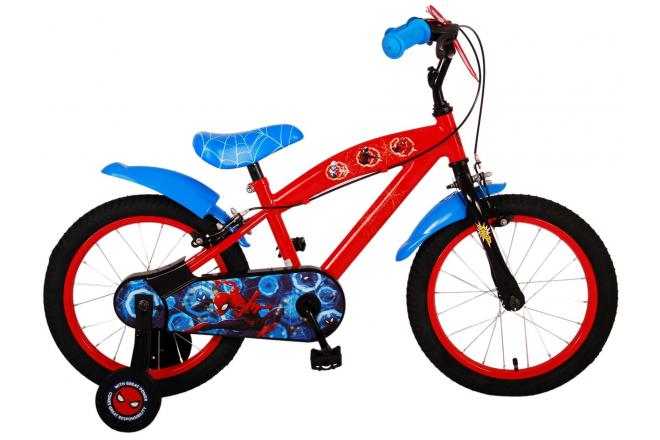 Load image into Gallery viewer, Spiderman Ultimate Spider-Man Kinderfiets Jongens 16 inch Blauw Rood Twee handremmen