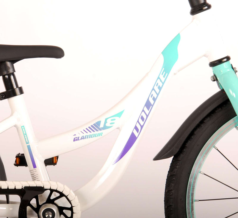 Load image into Gallery viewer, Volare Glamour Kinderfiets - Meisjes - 18 inch - Wit Mint Groen - Prime Collection