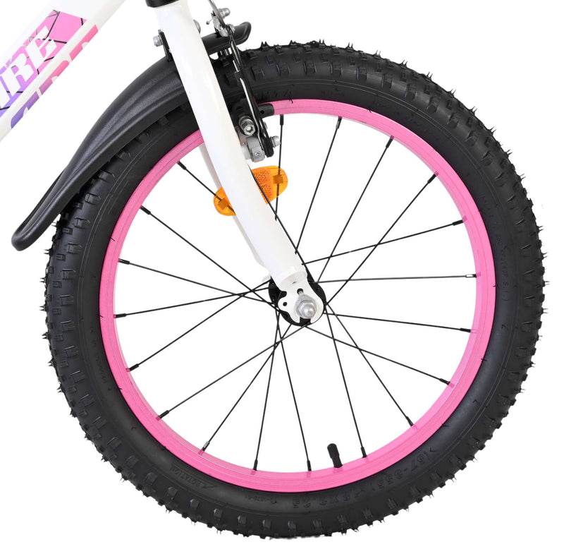 Afbeelding laden in galerijviewer, Volare lily kinderfiets - meisjes - 18 inch - wit roze paars - twee handremmen