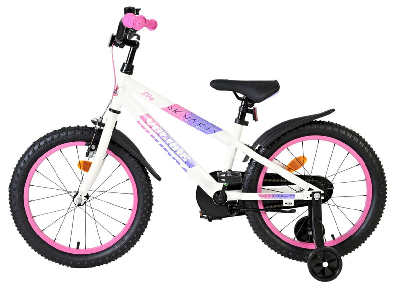 Afbeelding laden in galerijviewer, Volare lily kinderfiets - meisjes - 18 inch - wit roze paars - twee handremmen