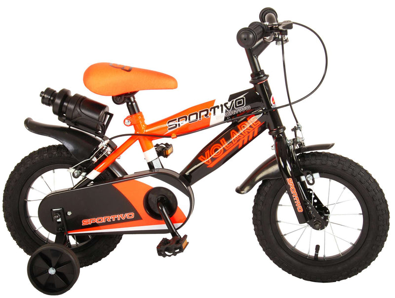 Load image into Gallery viewer, Volare Sportivo Kinderfiets - Jongens - 12 inch - Neon Oranje Zwart - Twee Handremmen - 95% afgemonteerd
