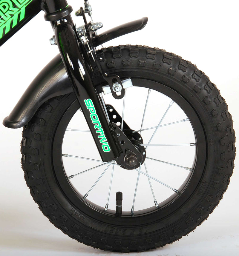Load image into Gallery viewer, Volare Sportivo Kinderfiets Jongens 12 inch Neon Groen Zwart Twee Handremmen 95% afgemonteerd