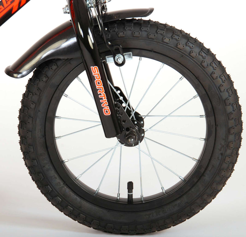 Load image into Gallery viewer, Volare Sportivo Kinderfiets Jongens 14 inch Neon Oranje Zwart 95% afgemonteerd
